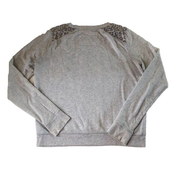 Victorias Secret Pink Logo Sweatshirt With Leopard Print Shoulders Size Small - Picture 3 of 16